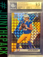 JUSTIN HERBERT 2020 MOSAIC BLACK GOLD PRIZM ROOKIE #1/8 1/1 BGS 9.5 GEM MINT CHARGERS